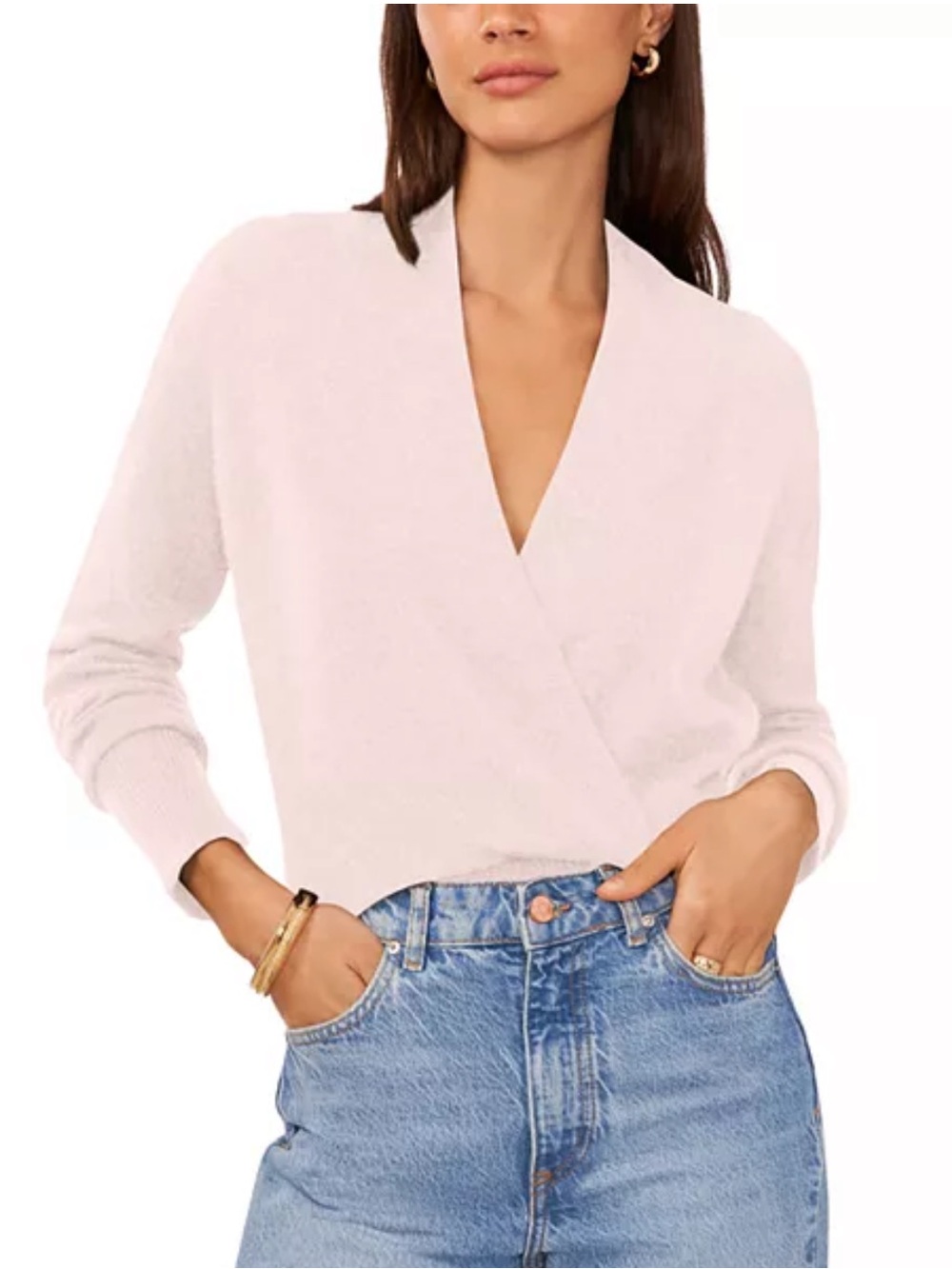 1. State Pale Pink Cross Front Sweater